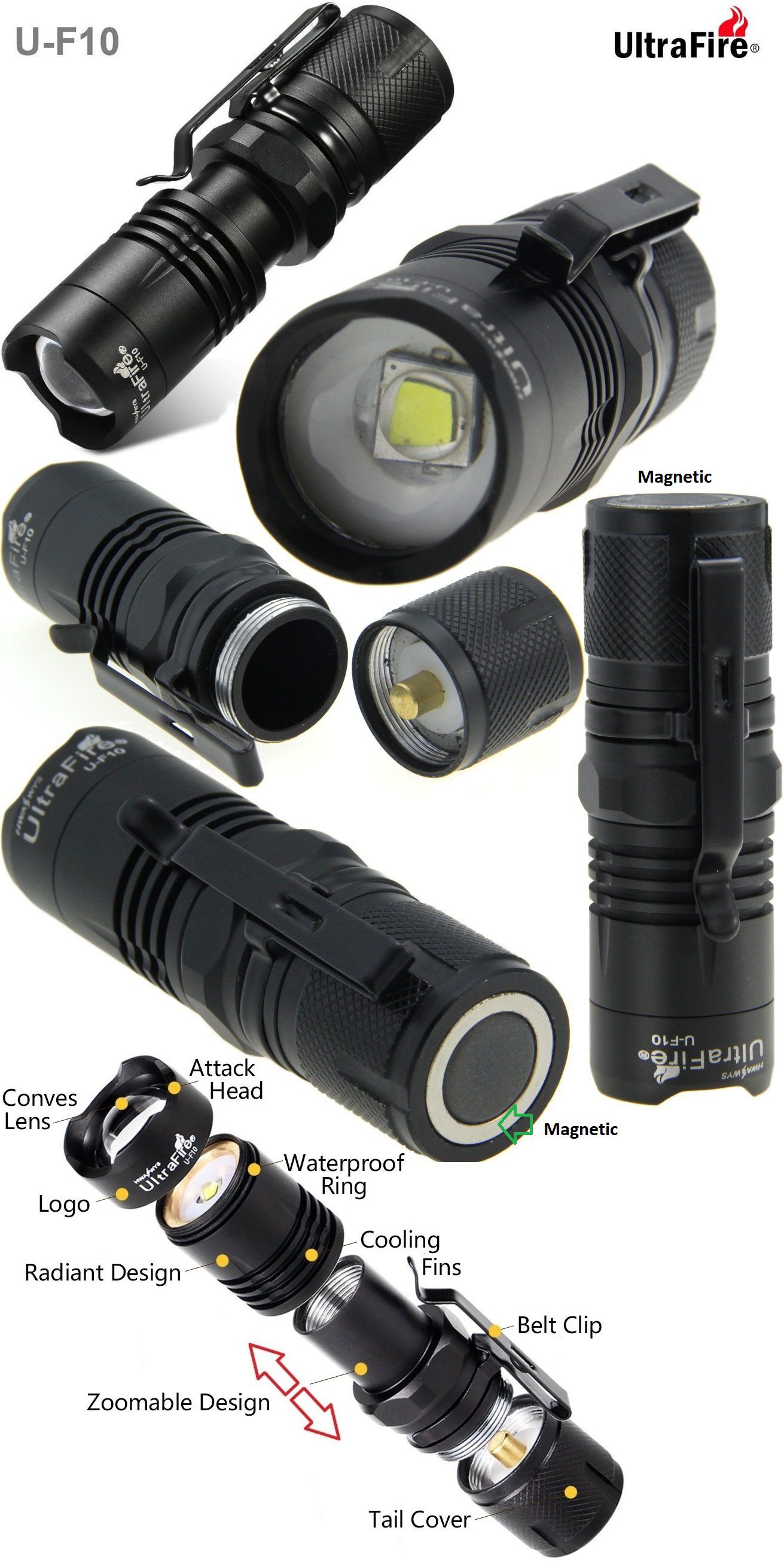 Linterna Zoom ULTRAFIRE UF10